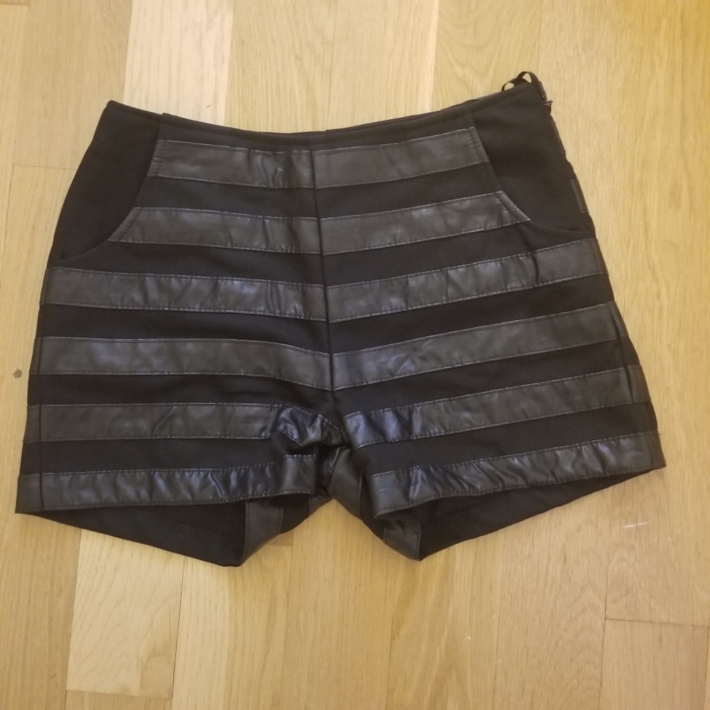 Black leather shorts